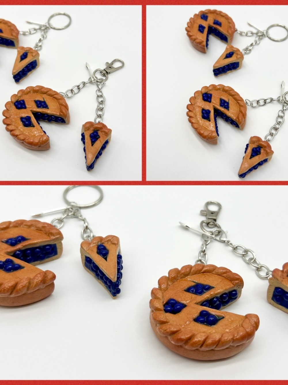 Pie Partner Duo Keychain Or Bag Clip Set | Handmade Matching Dessert Accessories - Picture 4 of 16